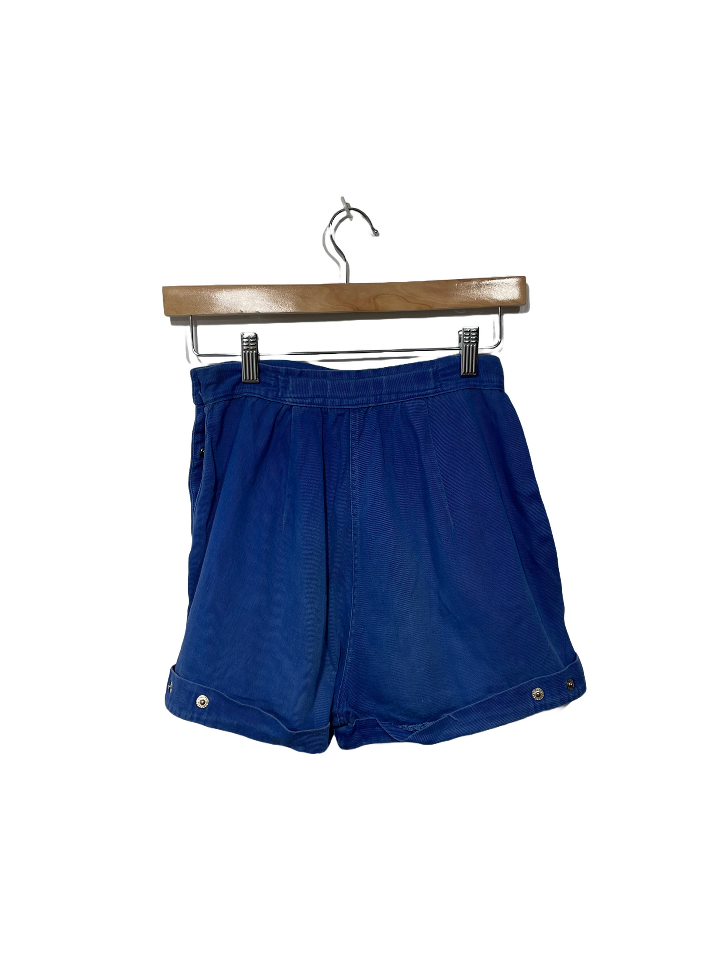 1950s Blue Cotton Twill Adjustable Snap Sport Shorts