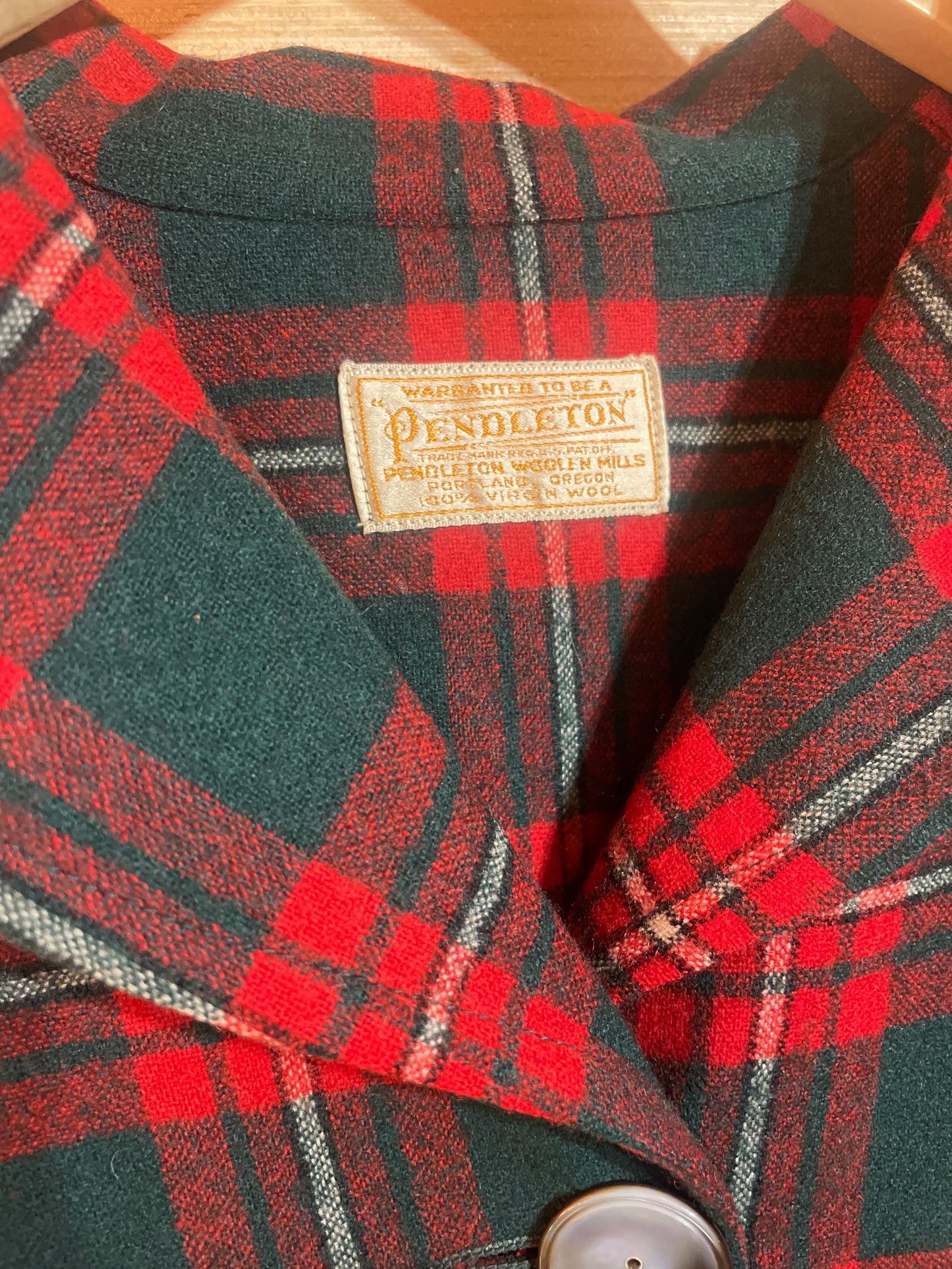 1950s Red Green White Shell Button Original Pendleton '49er Jacket