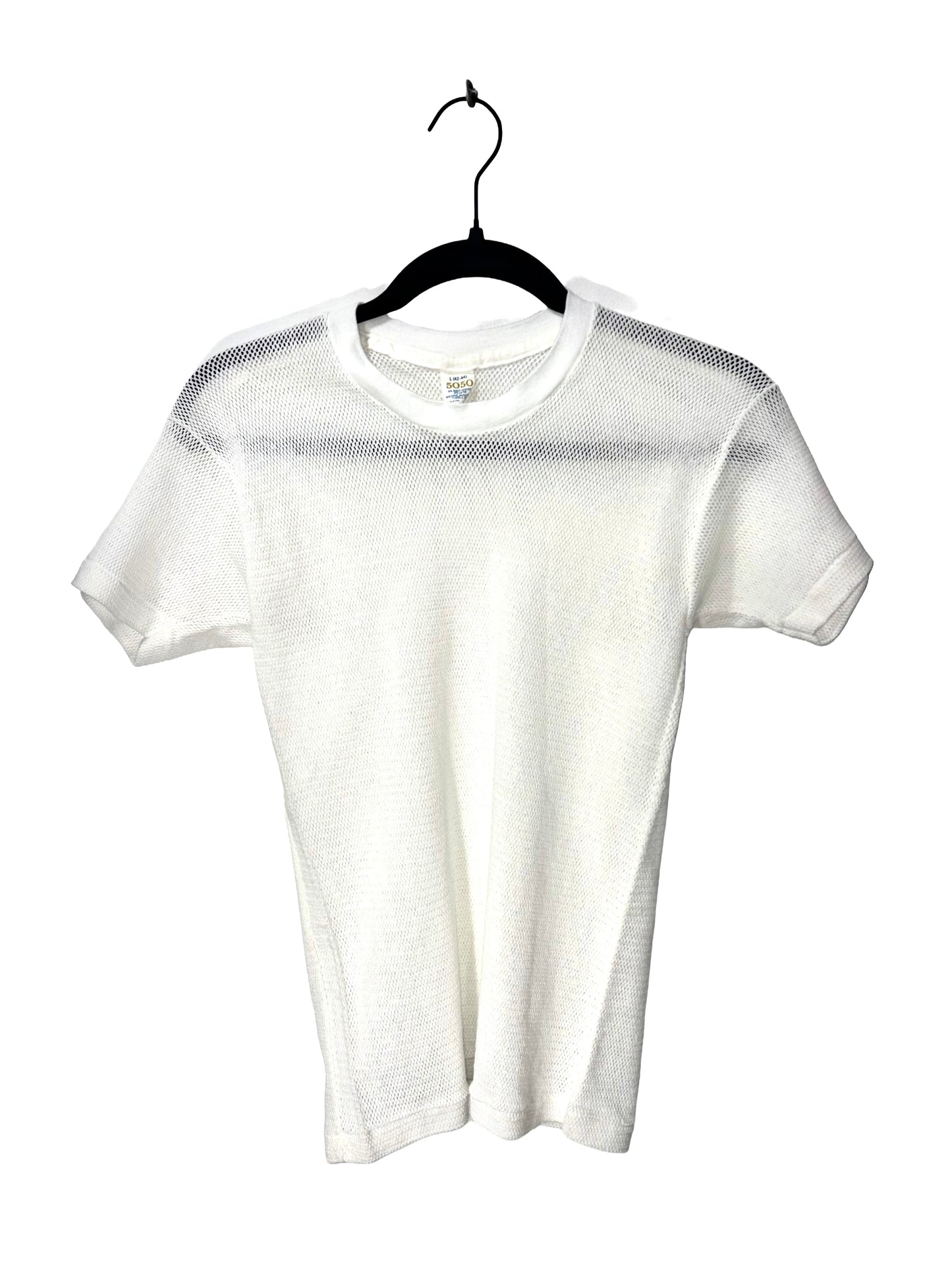 1960s White Mesh Poly-Cotton Crew Tee