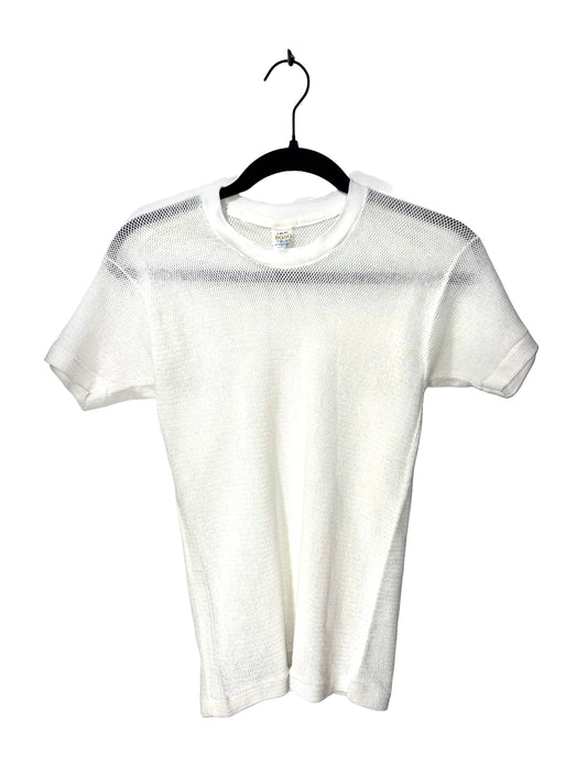 1960s White Mesh Poly-Cotton Crew Tee