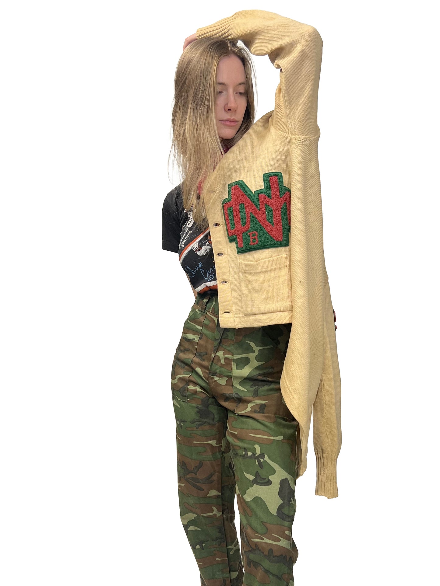 1950s Cream Wool DM North High School Academic Letter Cardigan