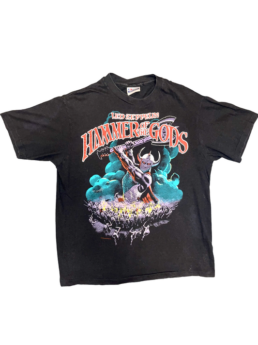 Led Zeppelin "Hammer of the Gods" 1988 Black Double Sided Like New Classic Rock Vintage T-Shirt
