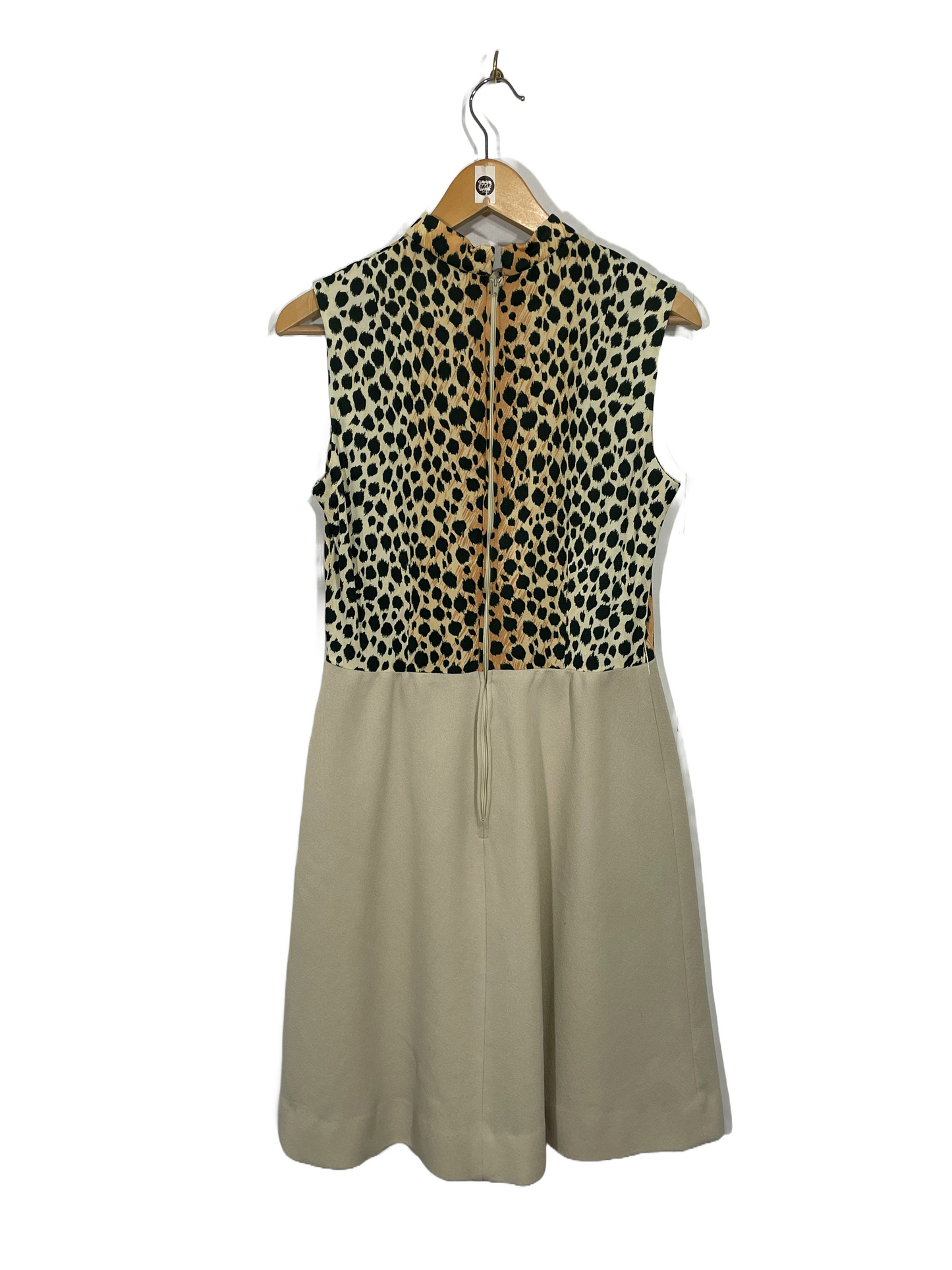 1970s Leopard and Tan Fit and Flare Dress