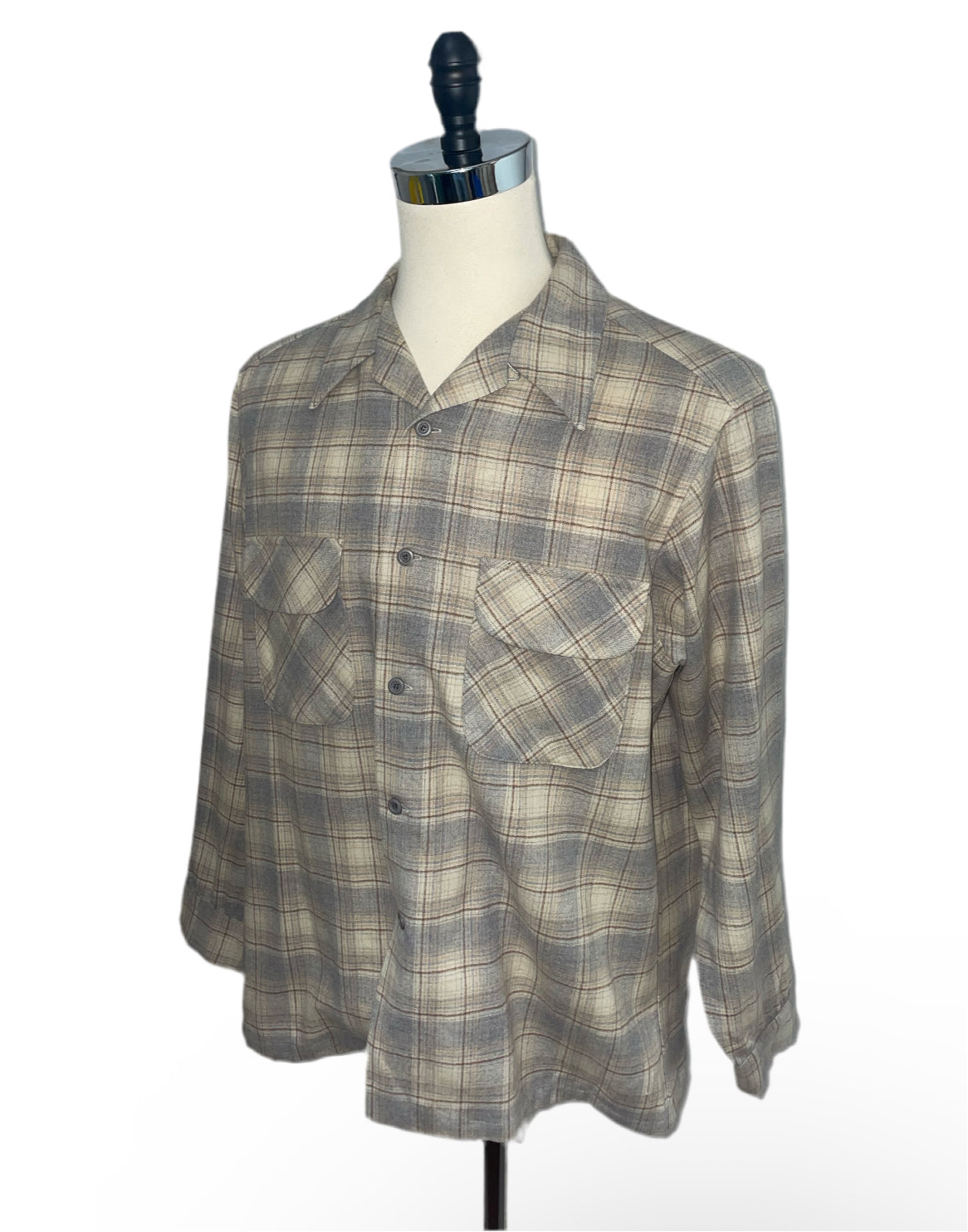 1970s Pendleton Tan Plaid Wool Shirt