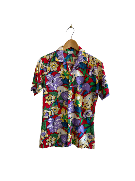 1980s Tropical Print 'Prepshirt'