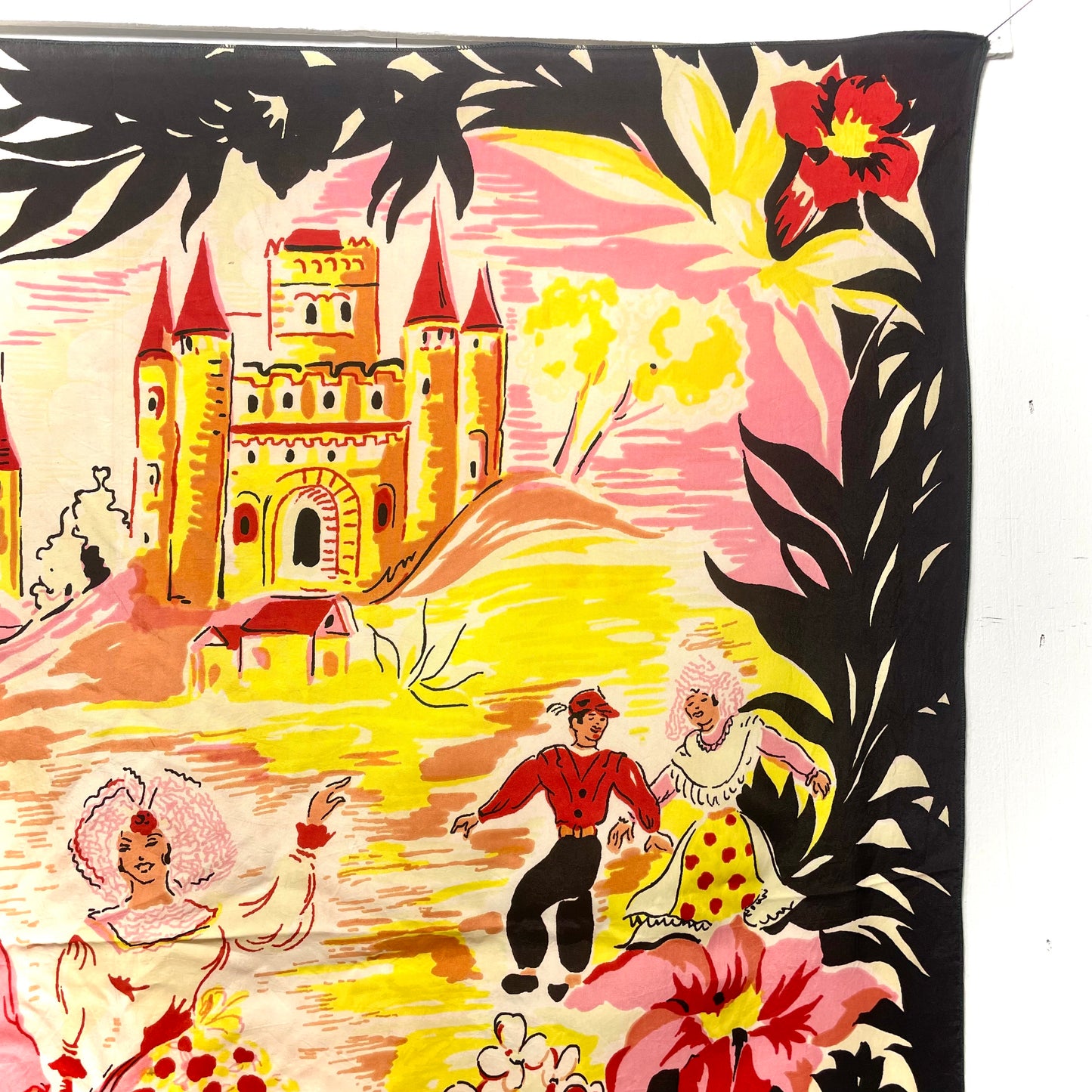 1950s Alpine Switzerland Fantasy Silk Souvenir Scarf