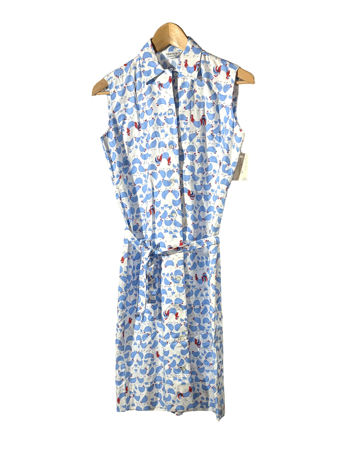 1950s Periwinkle Chickens Atomic Print NWT Shirt Dress