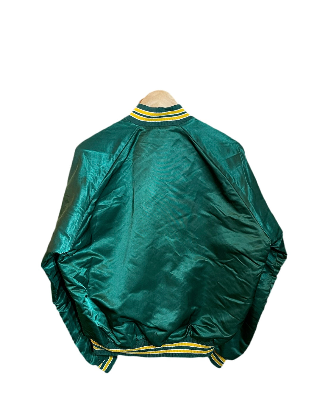 1990s Green Satin Chalkline Green Bay Packers Jacket