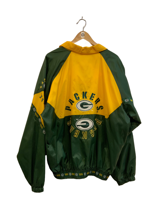 1990s Yellow and Green Packers Triple F.A.T. Goose Nylon Windbreaker