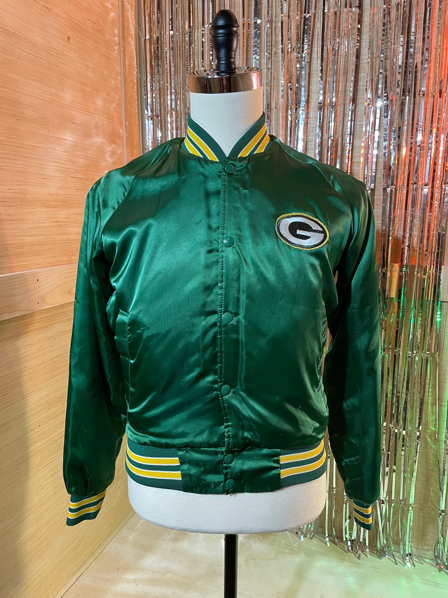 1980s Classic Chalk Line Green Bay Satin Coach Jacket