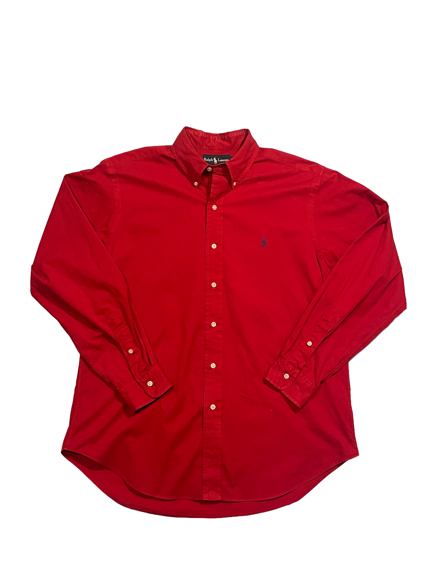 1990s Ralph Lauren Red Cotton Oxford Shirt