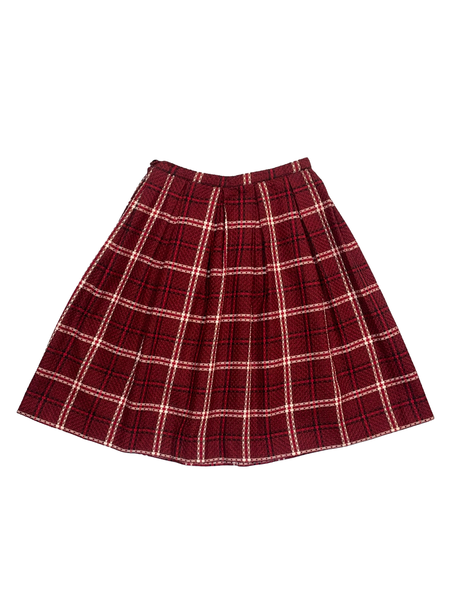 1950s Cranberry Plaid Full Skirt