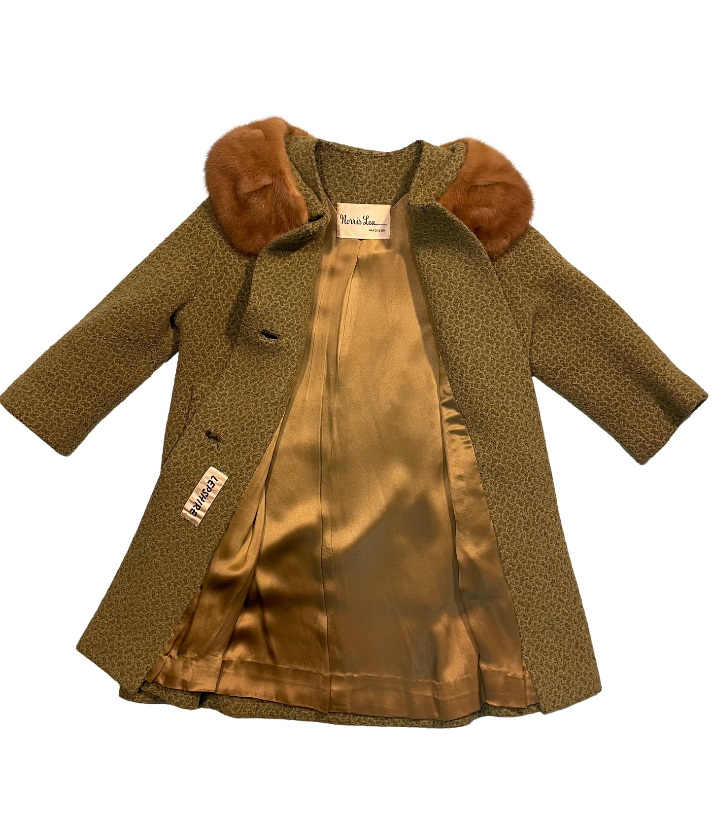 1960s Green Boucle Rhinestone Button Coat