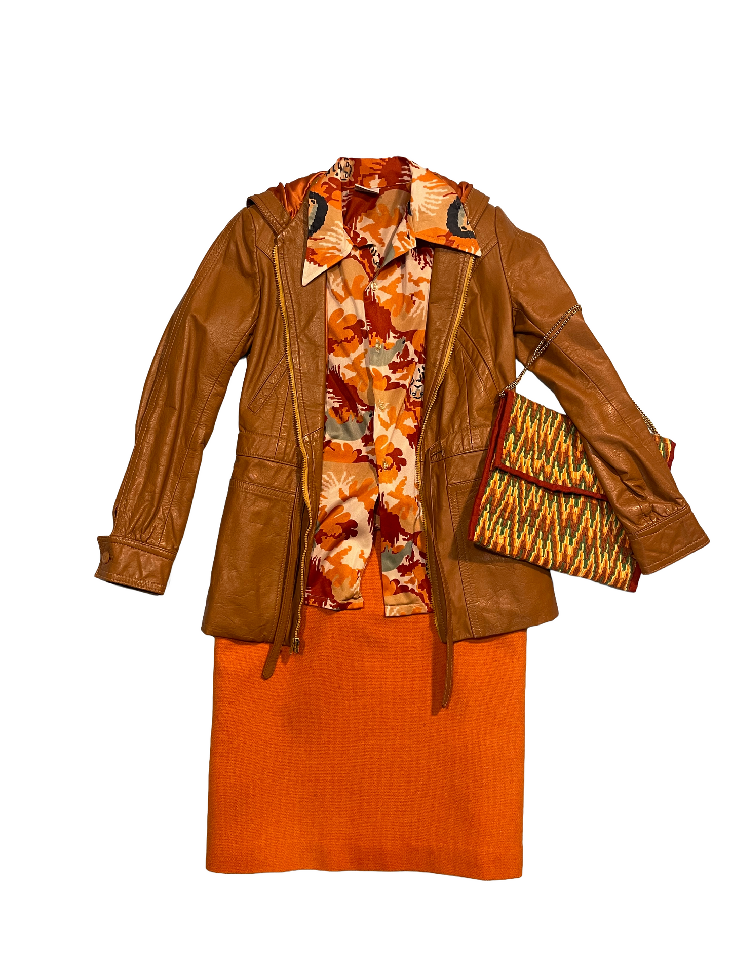 1980s Caramel Leather Satin-Lined Hooded Tie Waist Jacket