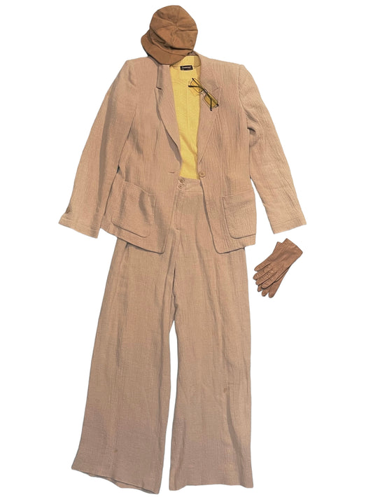 1990s Ecru Armani Collezioni Linen Femme 2-Piece Suit