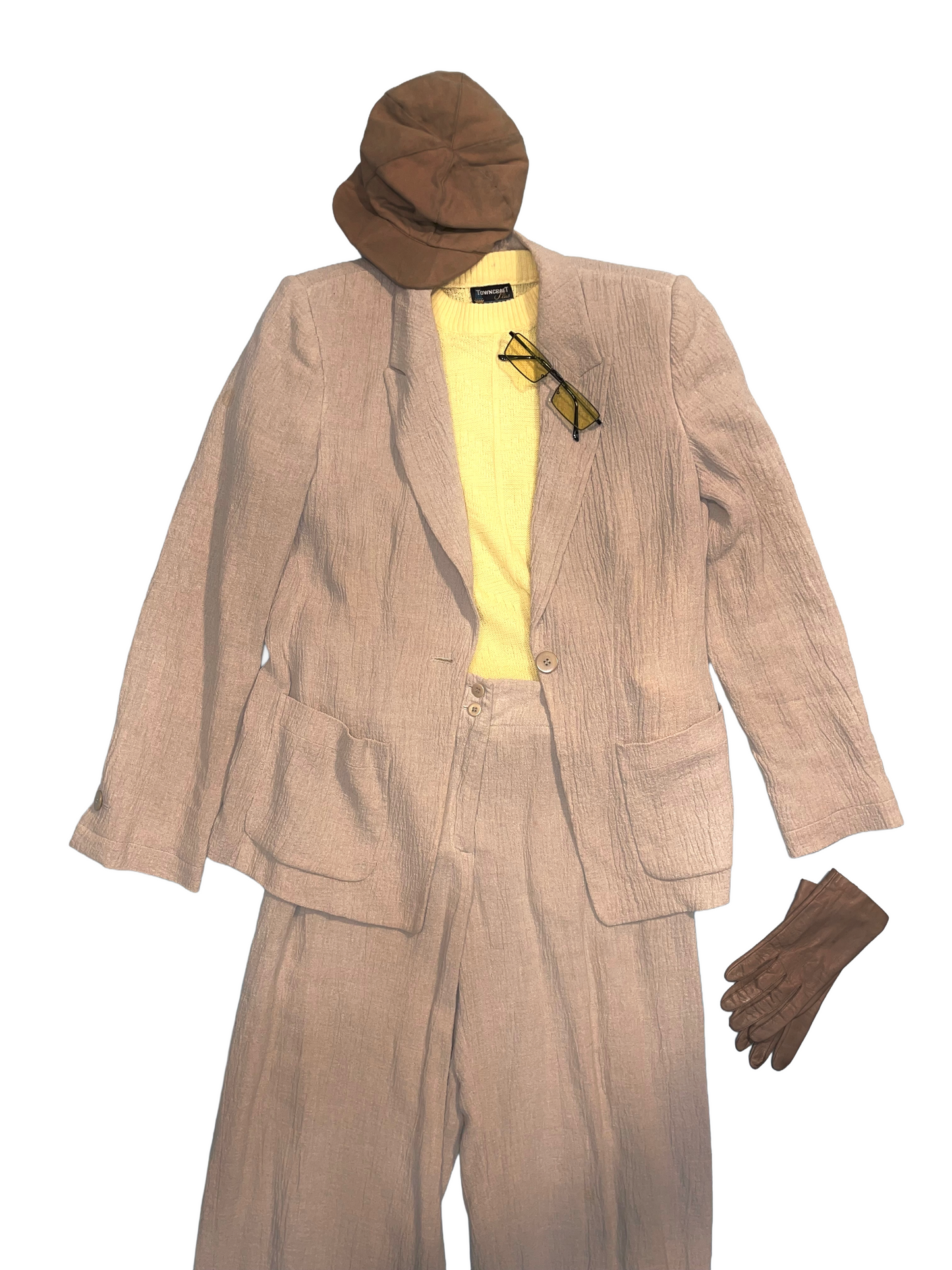 1960s Pale Yellow Towncraft Plus Knit Short Sleeve Sweater