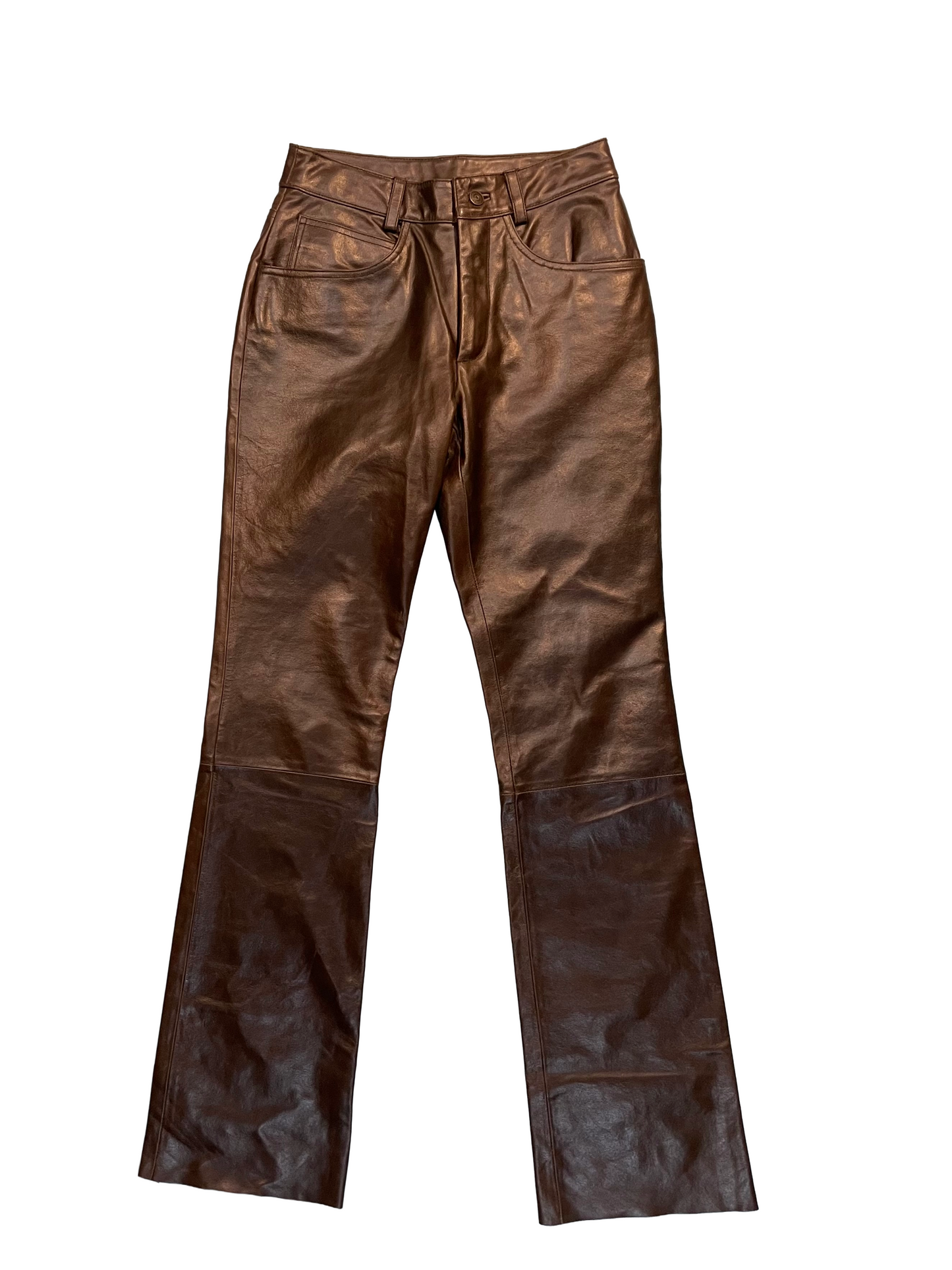 1990s Chocolate Wilsons Maxima Leather Bootcut Pants
