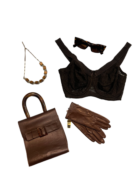 1960s Black Lace Bullet Bra