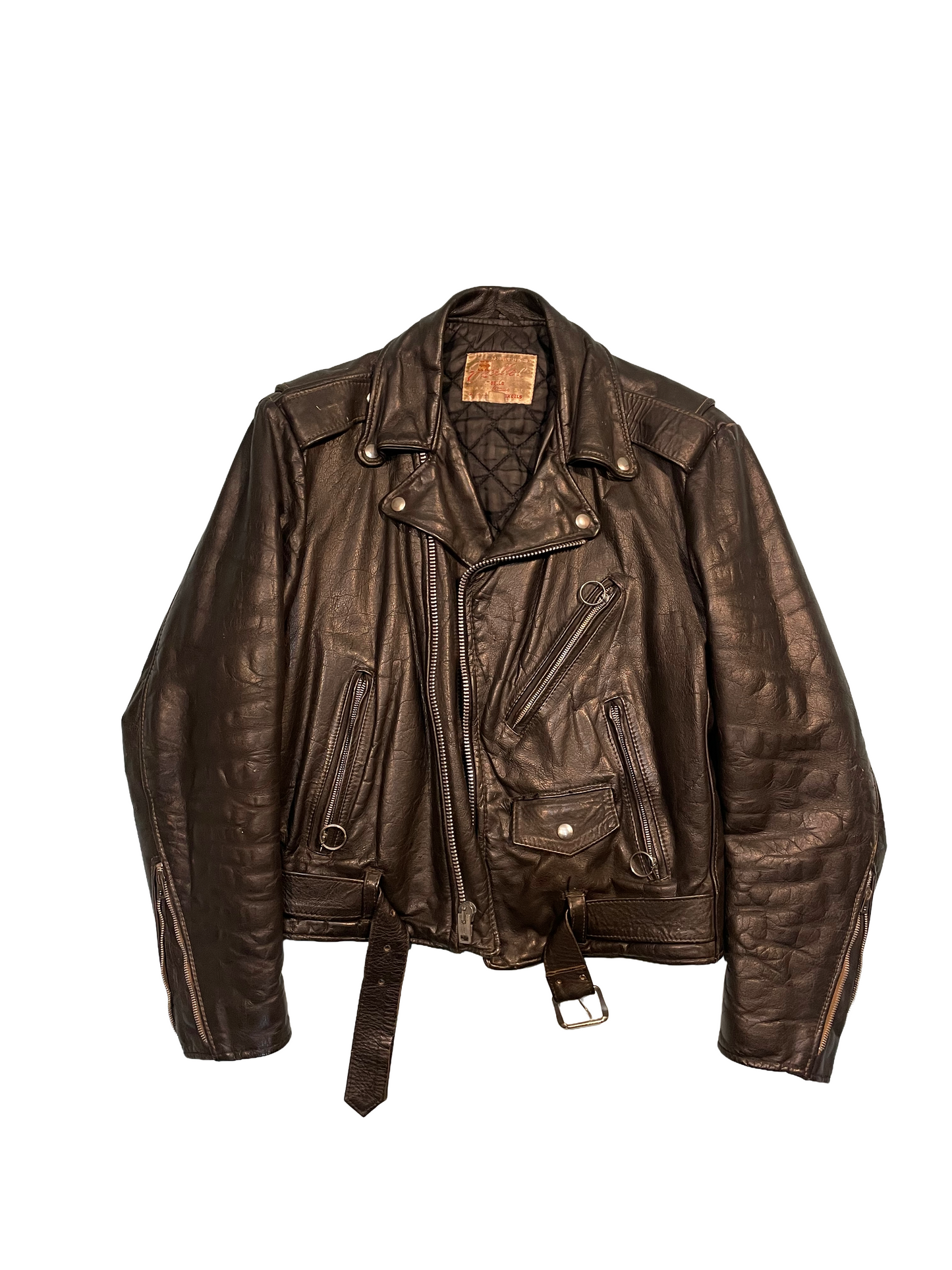 1970s Black Excelled Leather Biker Jacket