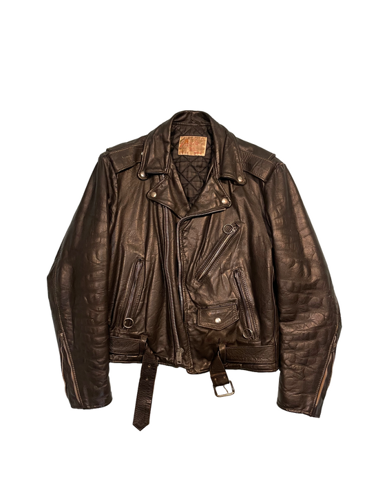 1970s Black Excelled Leather Biker Jacket