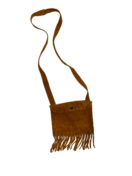 1970s Small Brown Suede Fringe Bag