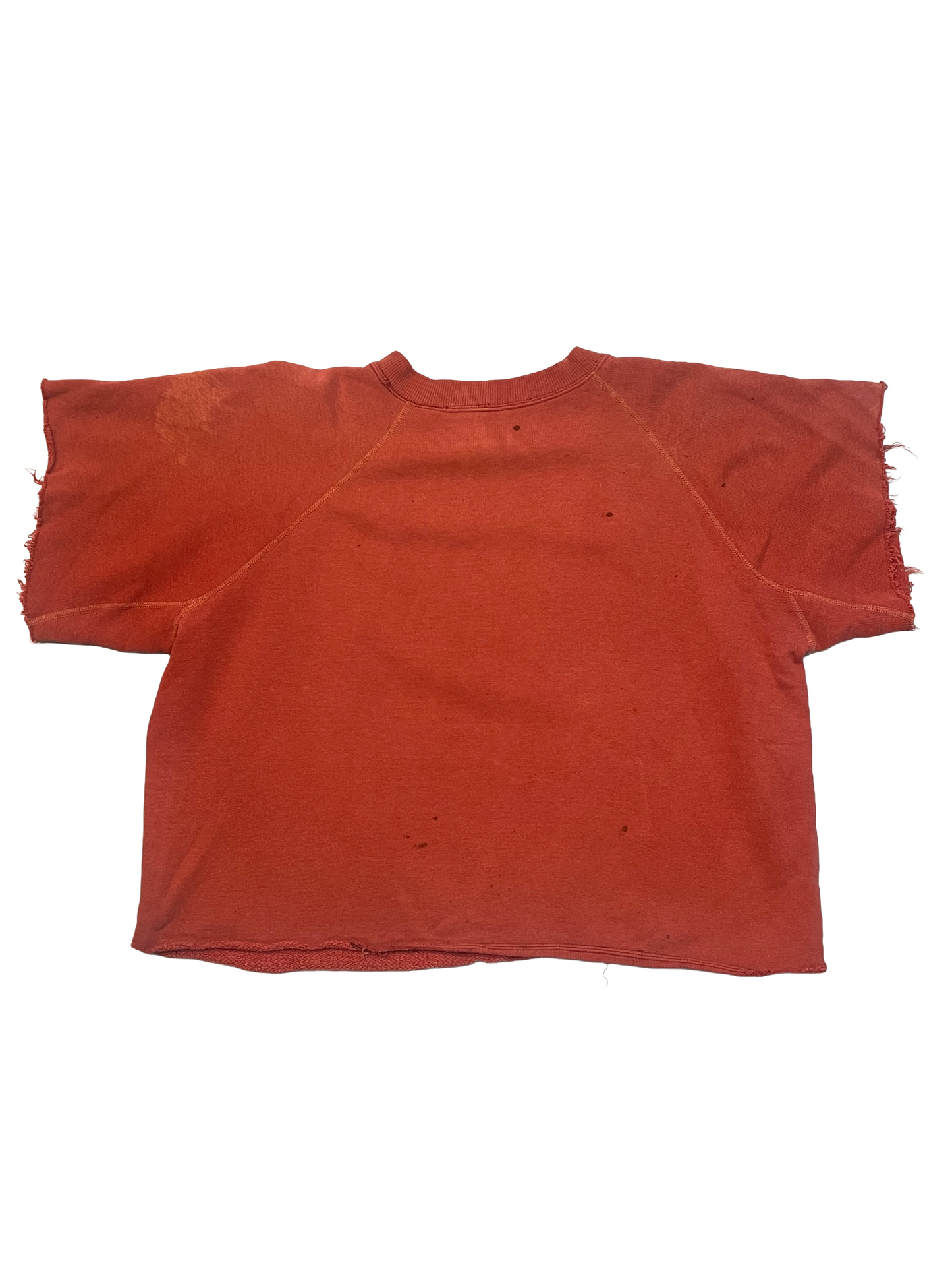 1960s Cut-Off Faded Red Shredded Greek Sweatshirt