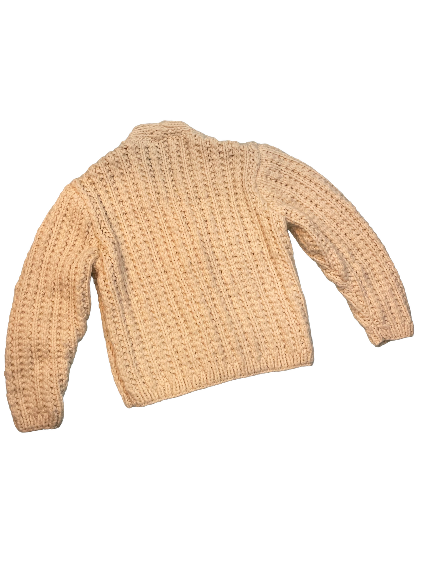 1980s White Hand-Knit Chunky Wool Cardigan