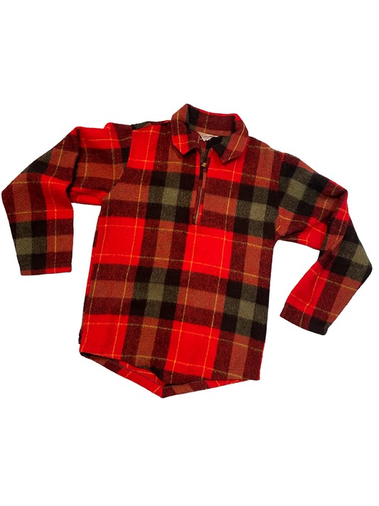1950s Red Black Yellow Check Fieldmaster Wool Zip Henley