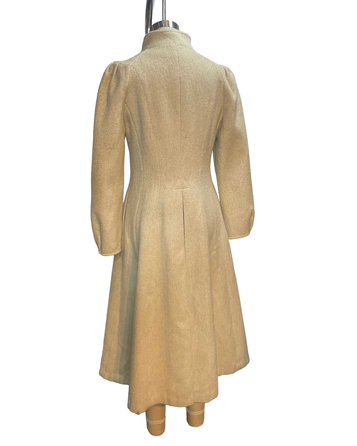 1970s Oatmeal Speckle Wooly Puff Sleeve Princess Coat