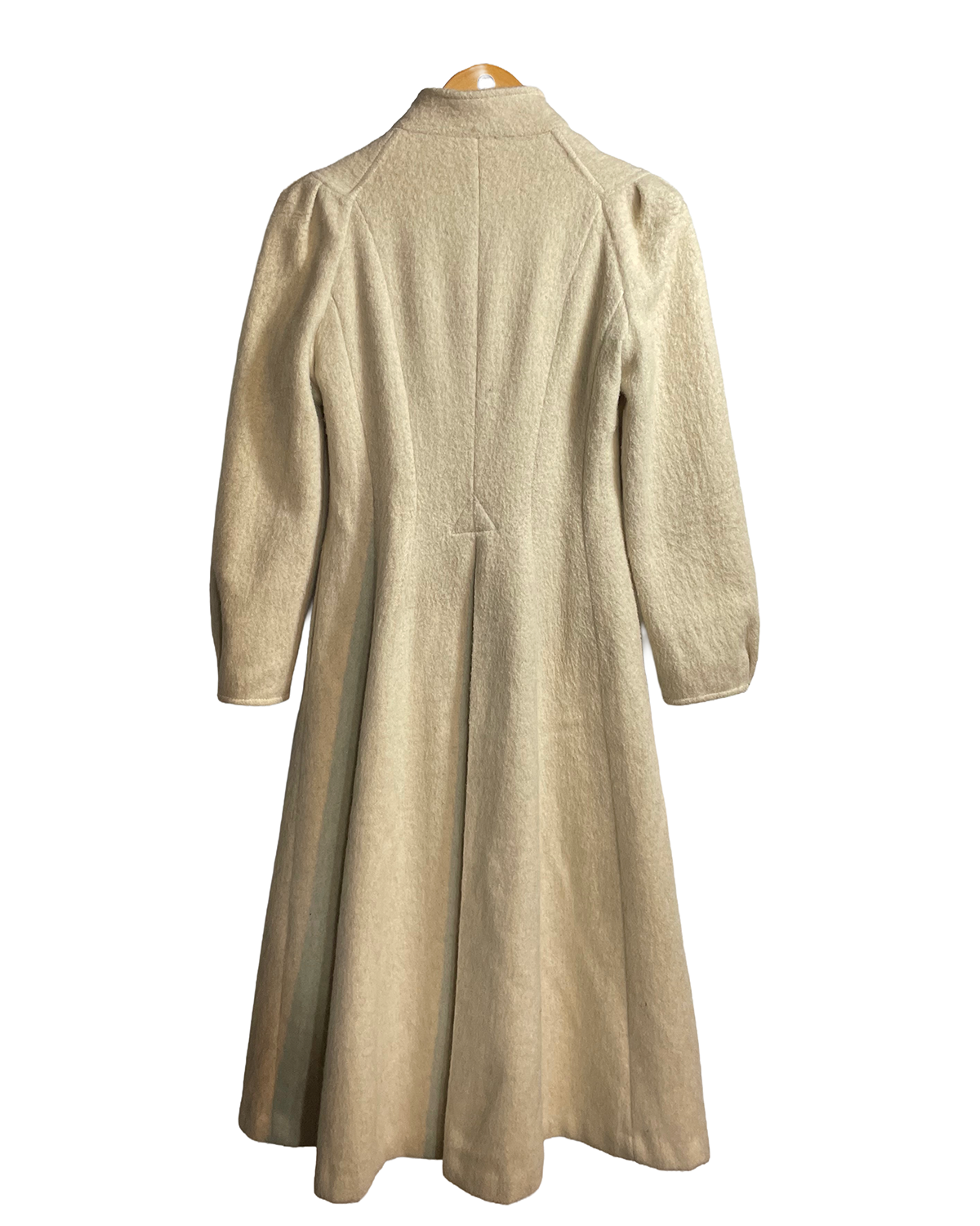 1970s Oatmeal Speckle Wooly Puff Sleeve Princess Coat