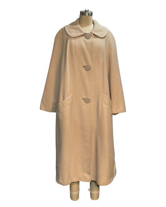 1960s Cream Textured Classic Day Coat