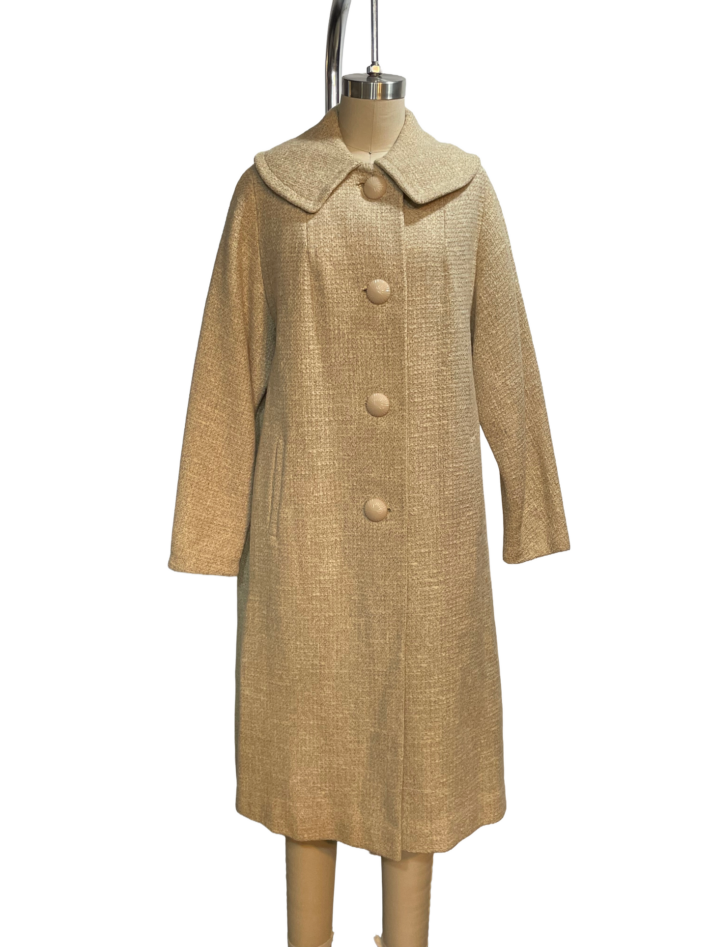 1960s Cream Textured Classic Day Coat