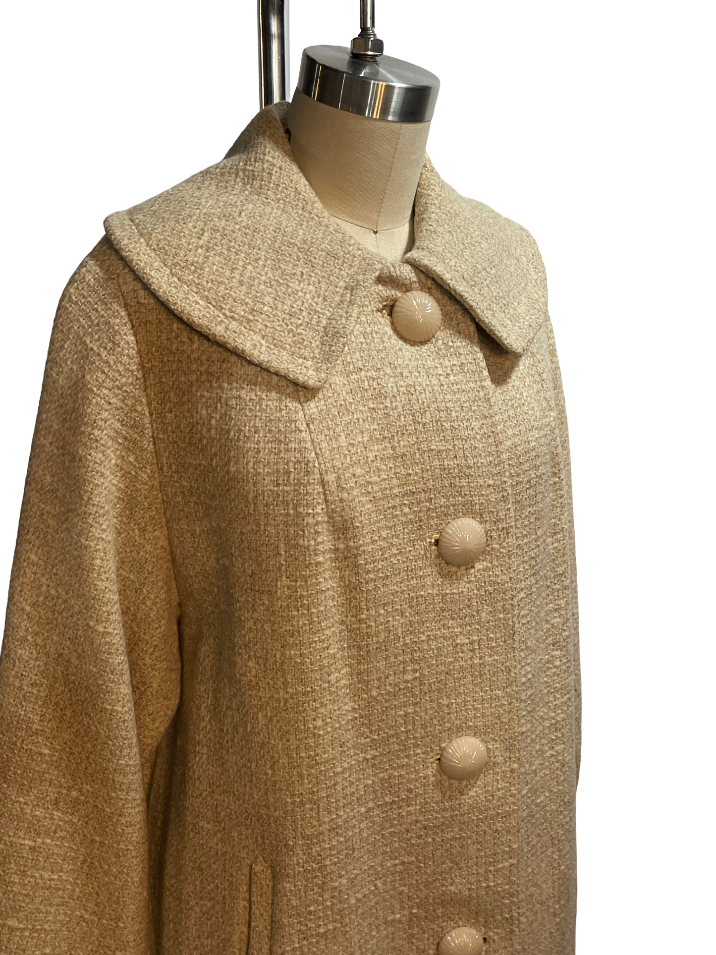 1960s Cream Textured Classic Day Coat