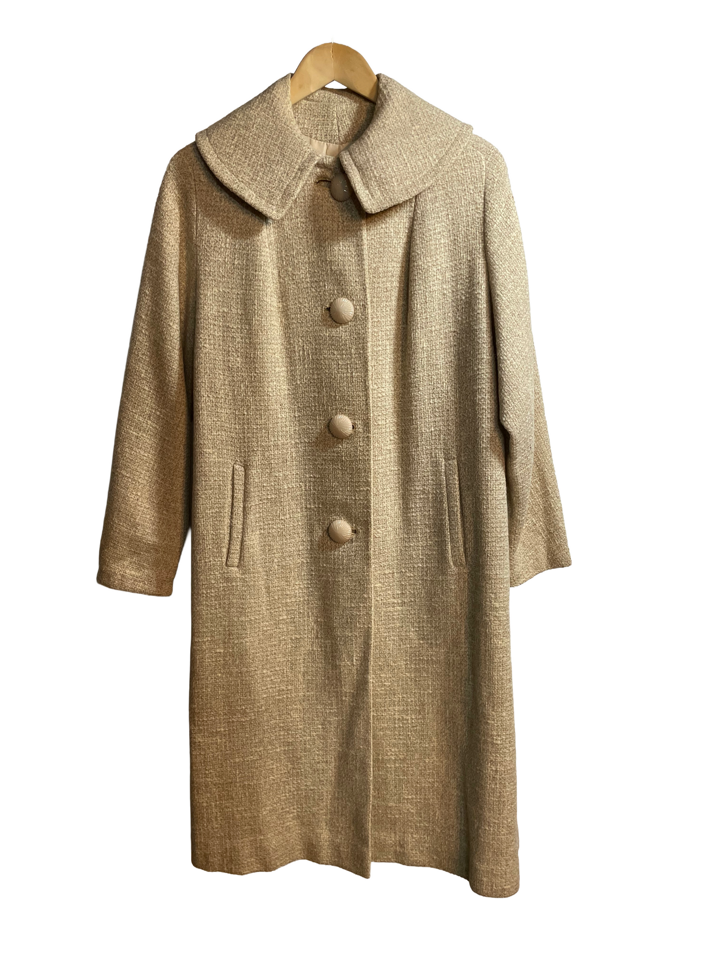 1960s Cream Textured Classic Day Coat