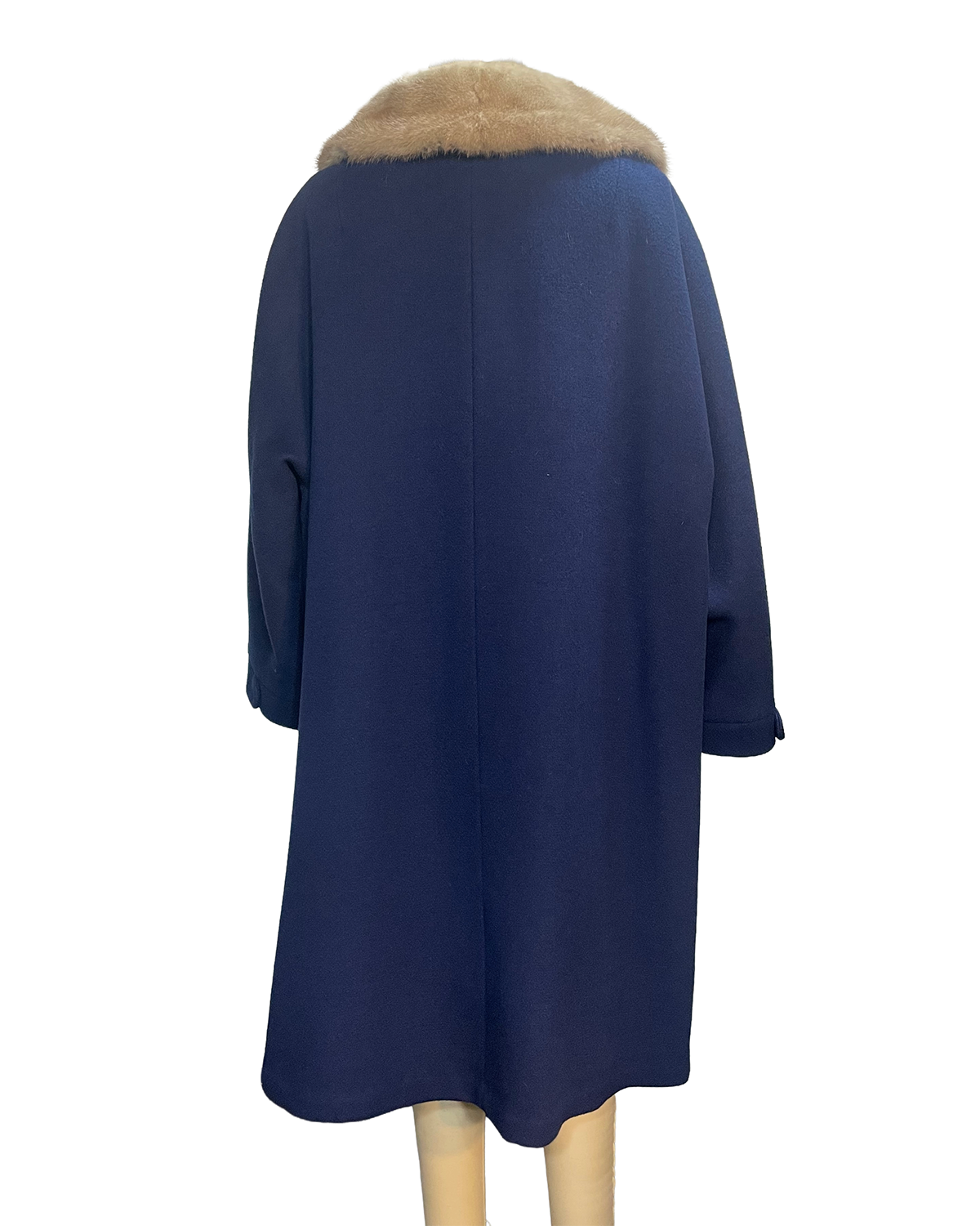 1960s Royal Blue Mink Collar Wool Swing Coat