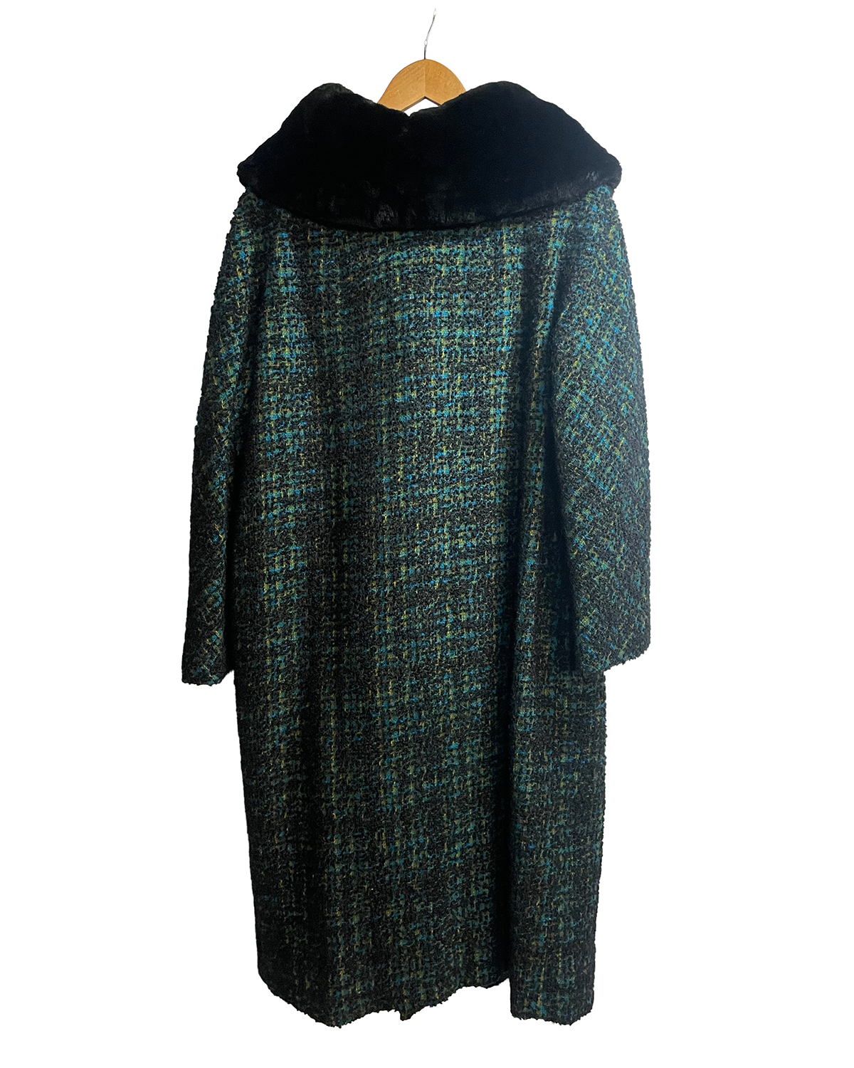 1960s Jewel Tones Boucle Shearling Collar Overcoat