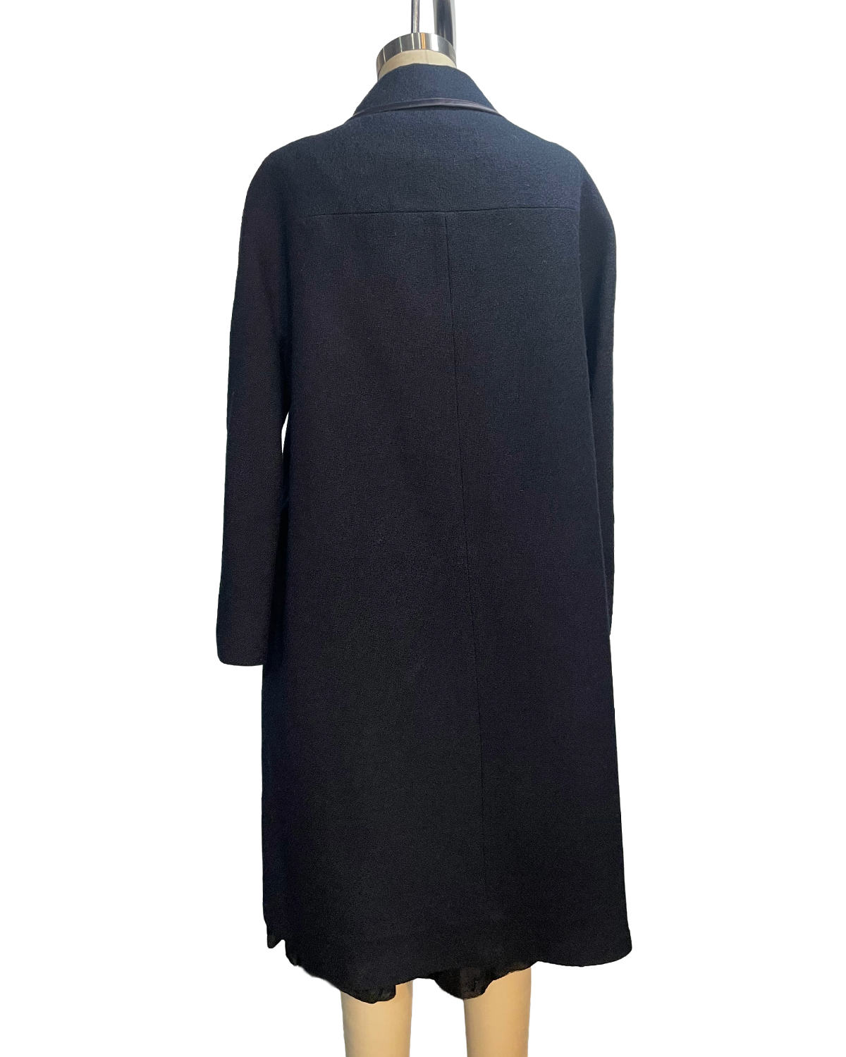 1960s Navy Wool Rhinestone Button Classic Coat