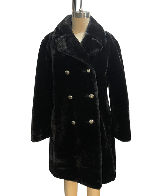 1970s Black Velour Peacoat