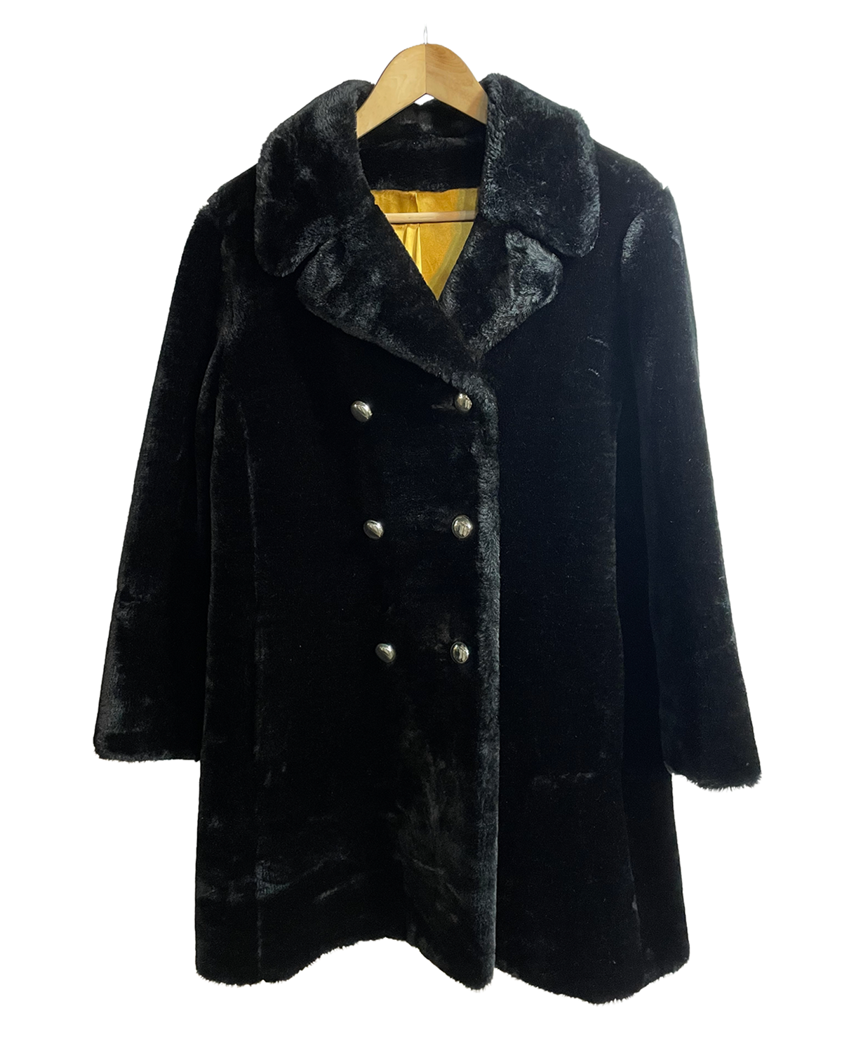 1970s Black Velour Peacoat