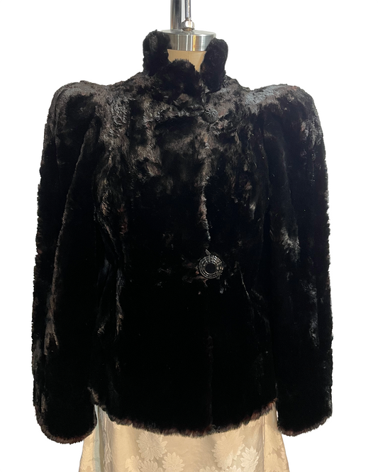 1940s Black Kreuzer Furs Mink Cropped Jacket