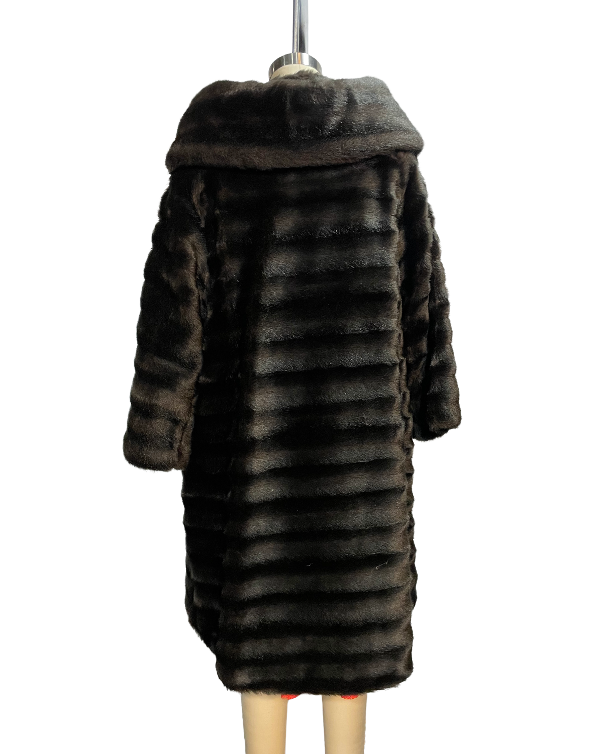 1960s Brown Faux Fur Tonal Waves Swing Coat