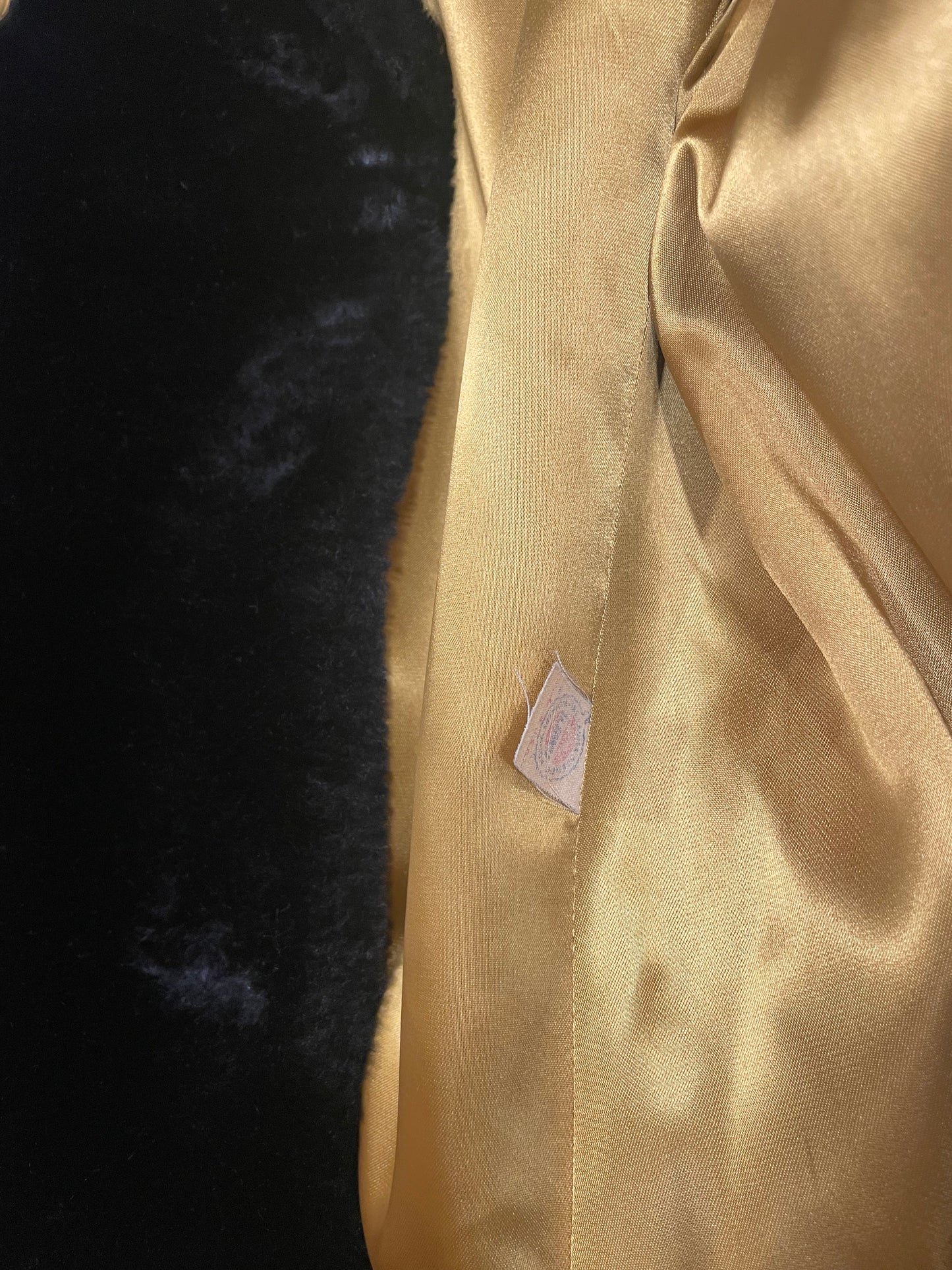 1970s Black Velour Peacoat