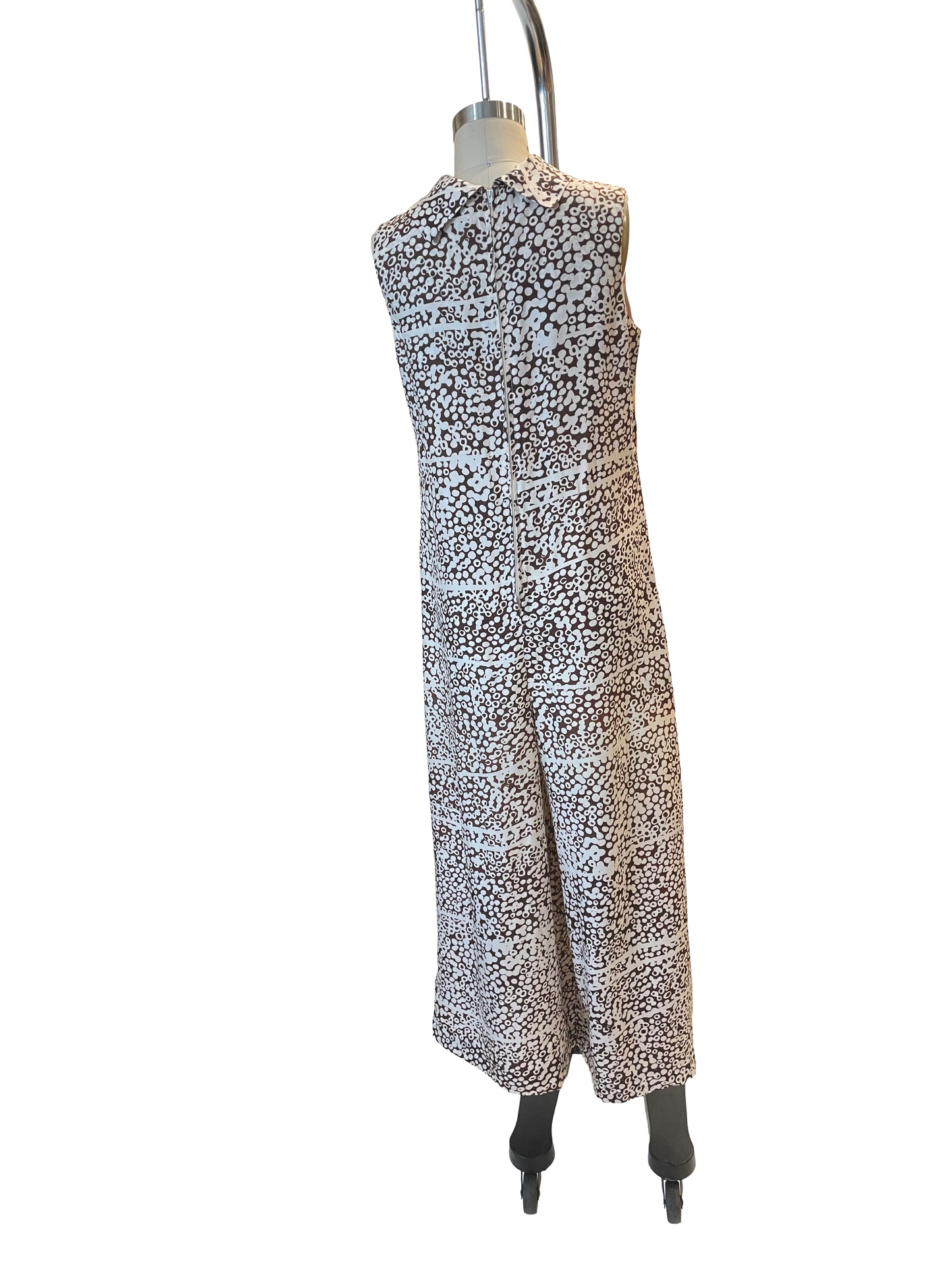 1970s Purple Orange Scarf Print Silky Jumpsuit