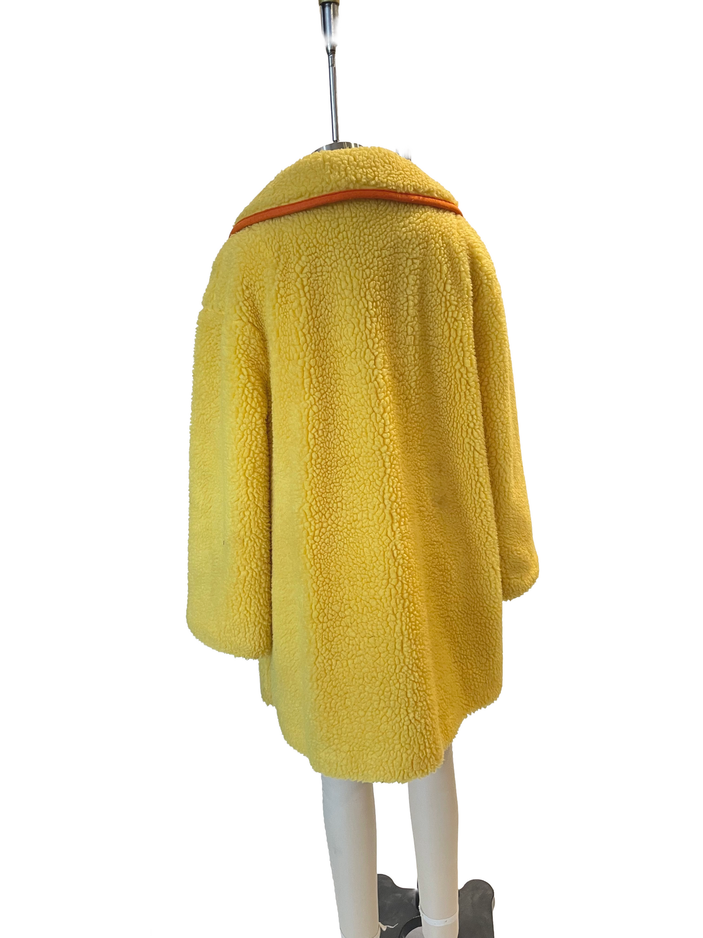 1970s Yellow Fleece Orange Piping Patch Pocket Coat