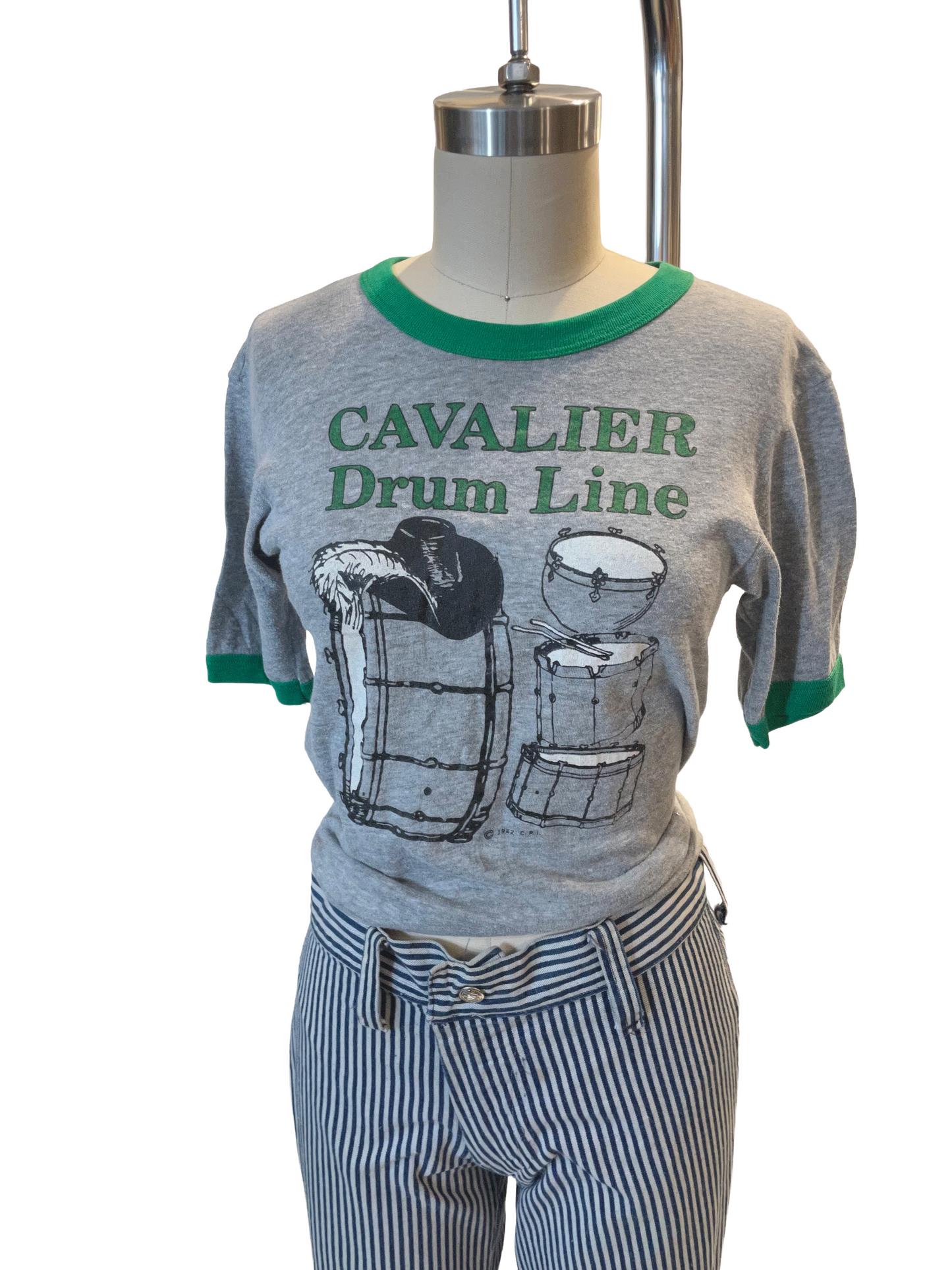 1980s Heather Grey Cavalier Drum Line Ringer Tee