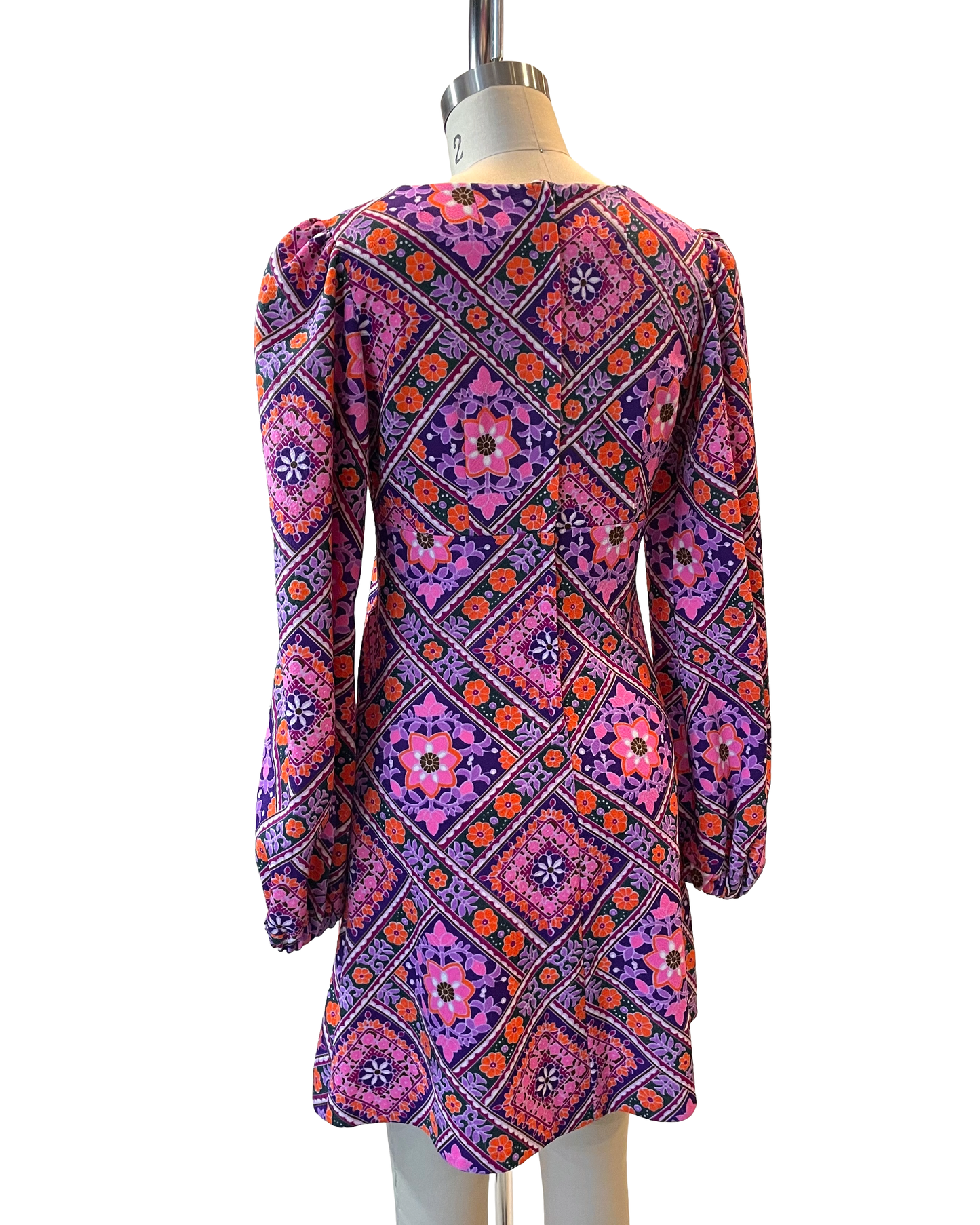1970s Bright Psychedelic Polyester Tunic Mini Dress