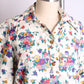 1970s Cream Pop Art Floral Shift Dress