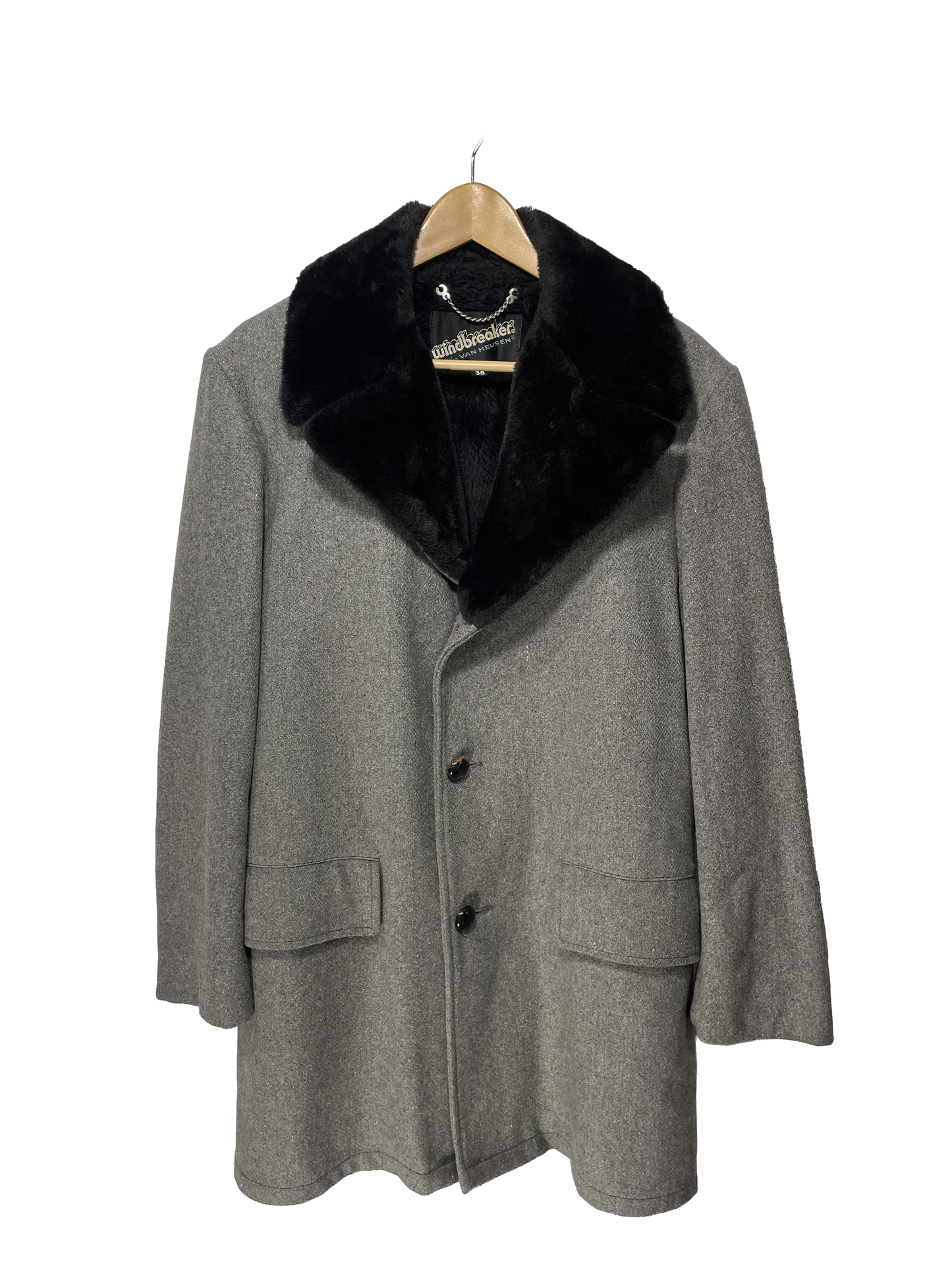 1970s Grey Wool and Faux Fur Car Coat