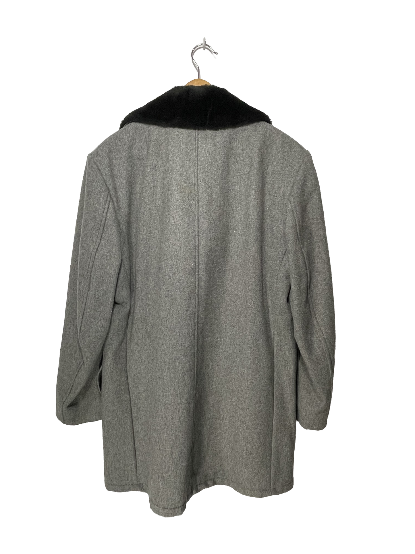 1970s Grey Wool and Faux Fur Car Coat