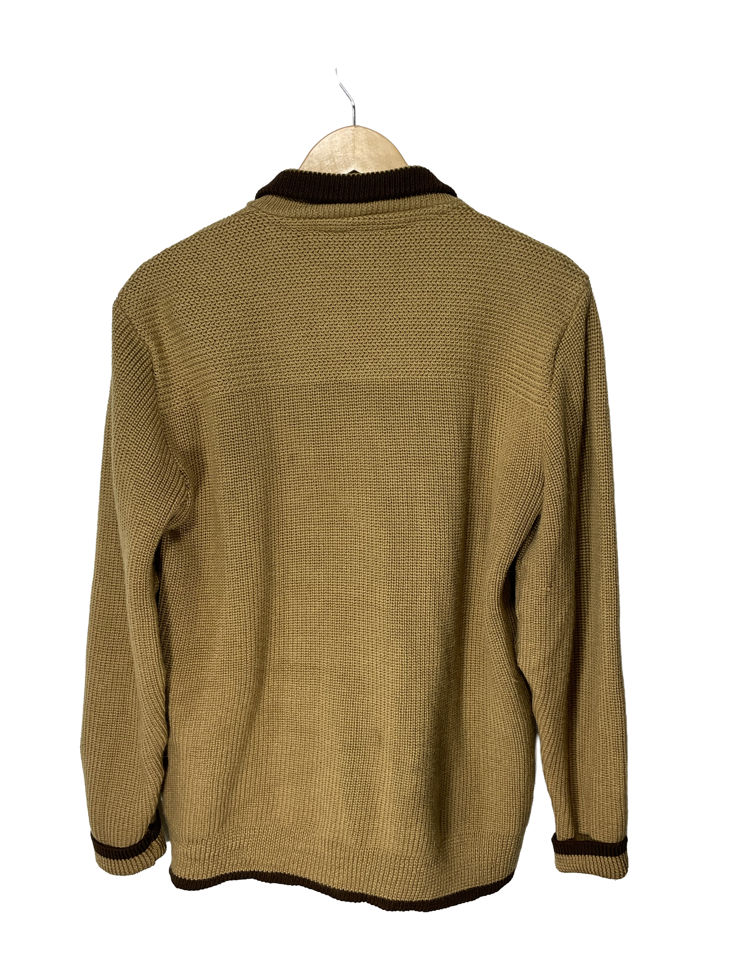 1960s Tan Wool Brown Suede ‘Paul Graff’ Hunters’ Zip Cardigan